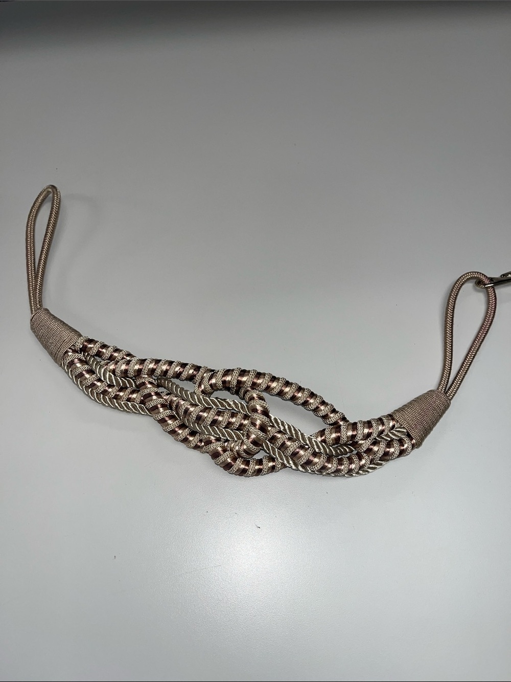 Leather Shop Braided Beige and Brown Knot - Belt size Small